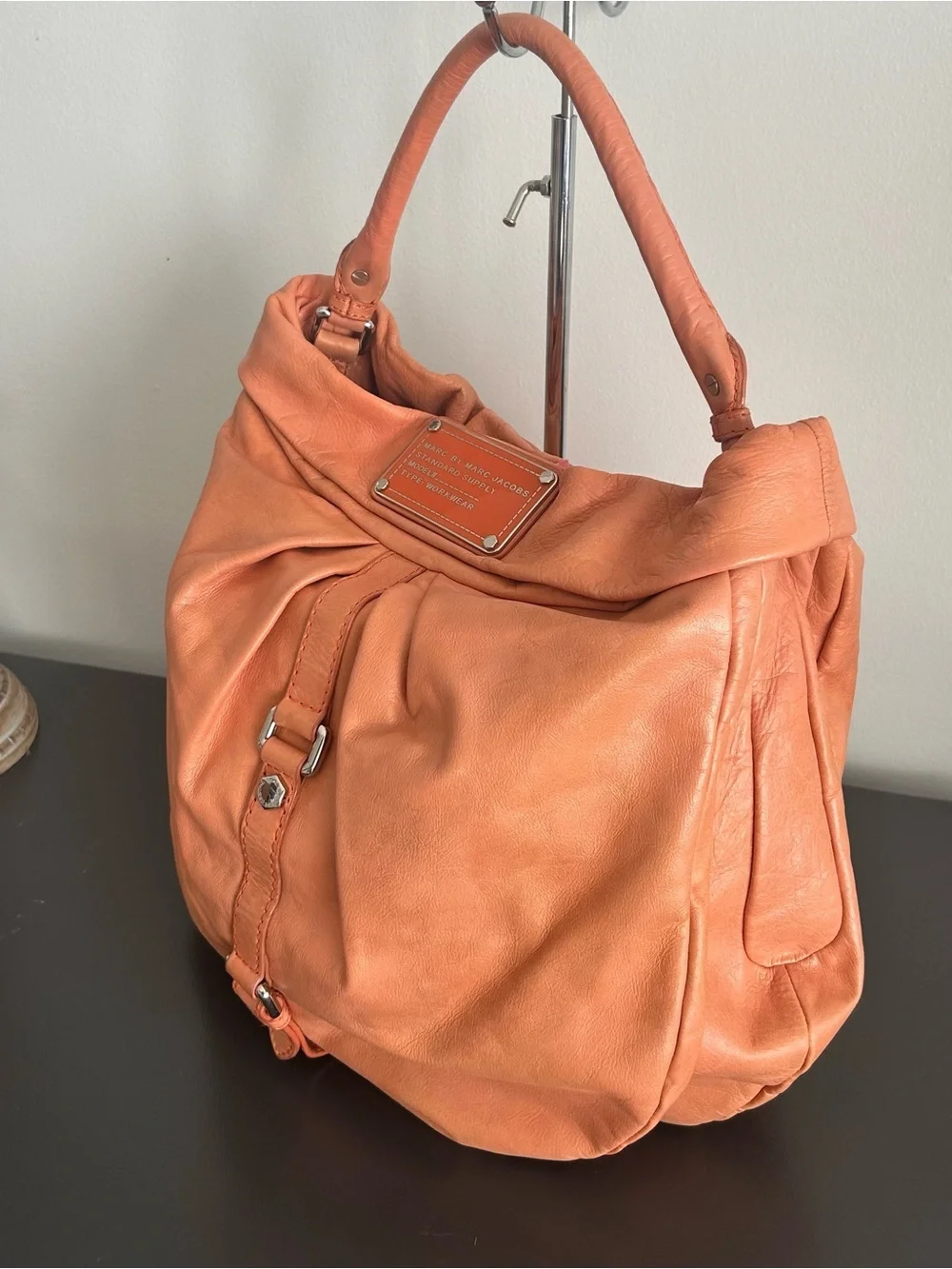 Vintage Y2K Marc Jacobs Orange Leather Slouchy Hobo Shoulder Bag